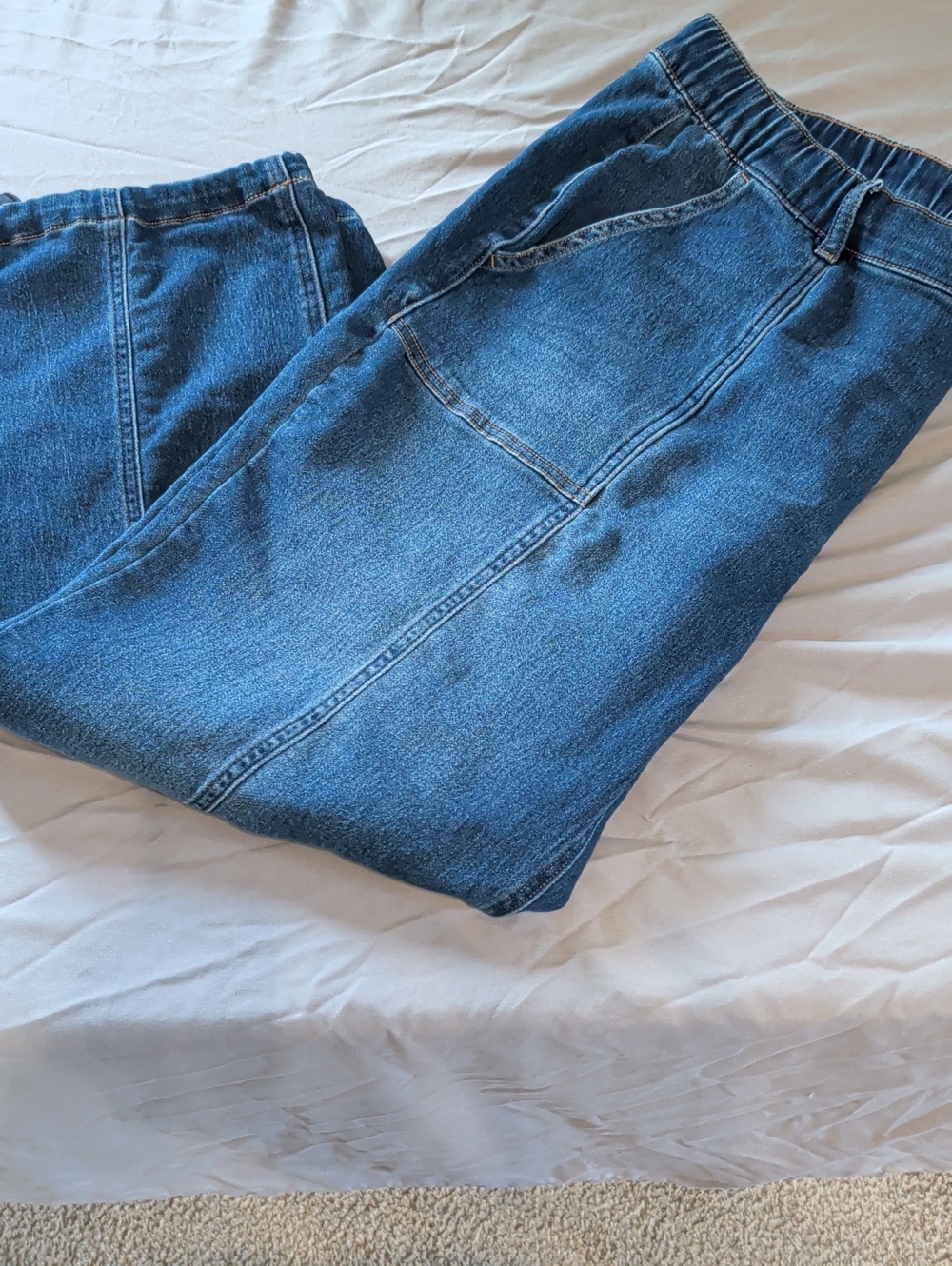 Womens Size2X Stitch Star Pull On Ankle Drawstring Elastic HighRise Waist Jeans